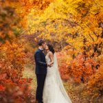 Bride Groom Autumn Scene