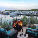 Firepit along riverfront