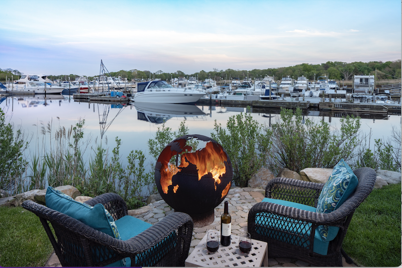 Firepit along riverfront