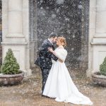 Small Bride and Groom in Snow