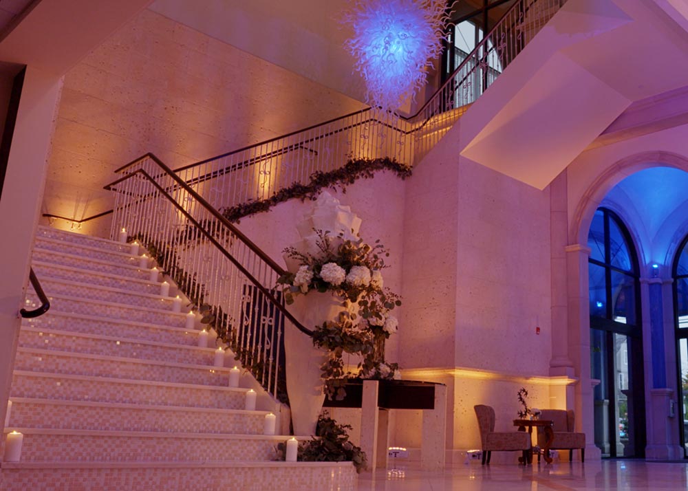 Sea Star Ballroom foyer decorated for a wedding reception